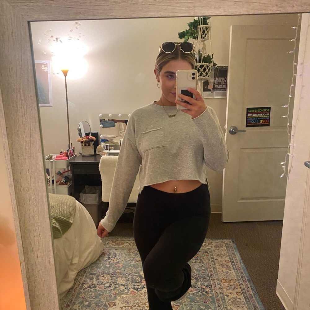 Aerie Gray Cropped Sweatshirt